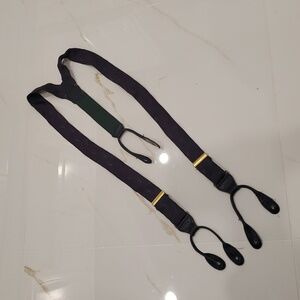 Vintage Polo Ralph Lauren Paisley Leather Silk Brass Suspenders Braces W-Germany